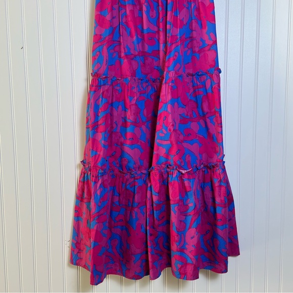 SugarLips Yeraldi Berry Fiora Open Lace Up Tiered Back Midi dress L - Picture 4 of 14